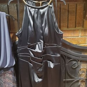 Black satin cocktail dress